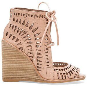 Jeffrey Campbell Rodillo Lace Up Perforated Leather Wedges Heels 7